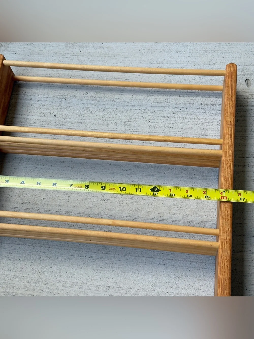 Vintage Danish Style Wall Mounted Wood Spice Rack Hand Crafted Kitchen Organizer